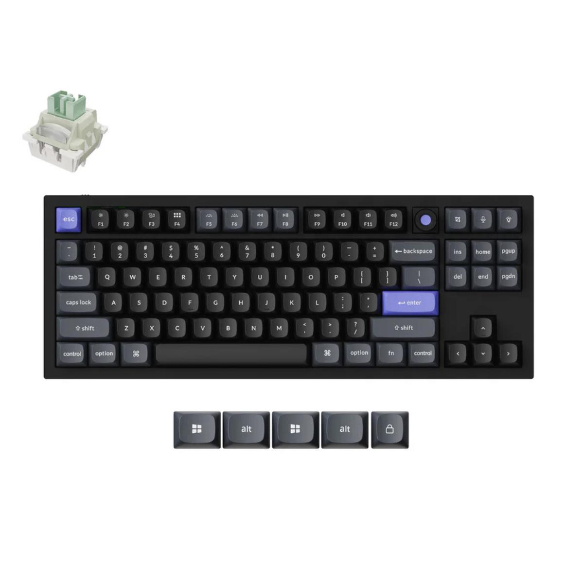 A large main feature product image of Keychron Q3 HE 8K Magnetic Switch Keyboard - Black (Keychron Ultra-Fast Lime Magnetic Switch)