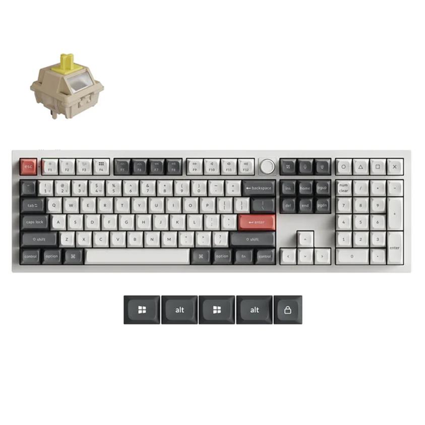 A large main feature product image of Keychron Q6 Ultra 8K Wireless Custom Mechanical Keyboard - White (Keychron Silk POM Switch - Banana)