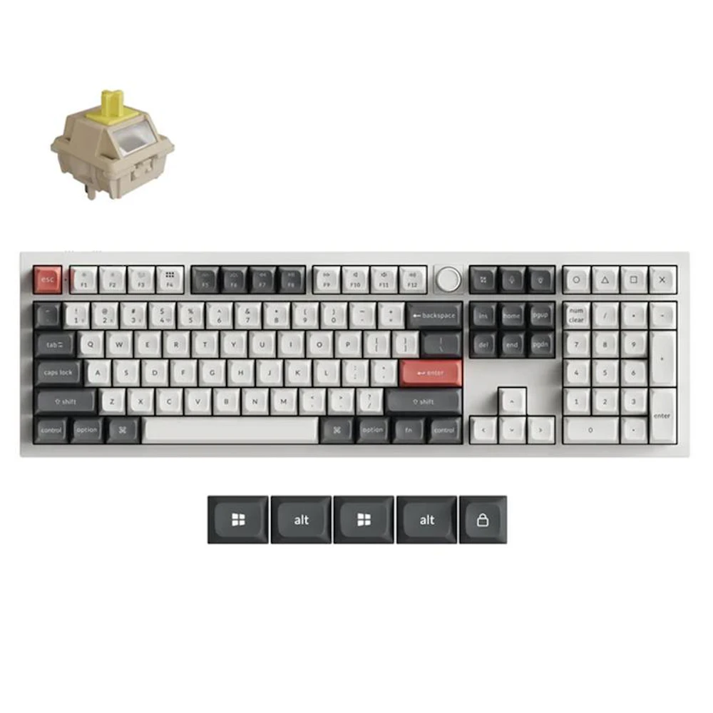 Keychron Q6 Ultra 8K Wireless Custom Mechanical Keyboard - White (Keychron Silk POM Switch - Banana)