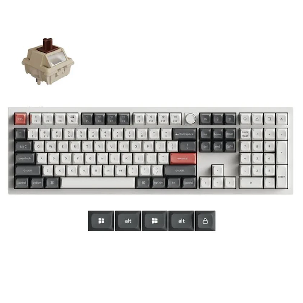 Keychron Q6 Ultra 8K Wireless Custom Mechanical Keyboard - White (Keychron Silk POM Switch - Brown)