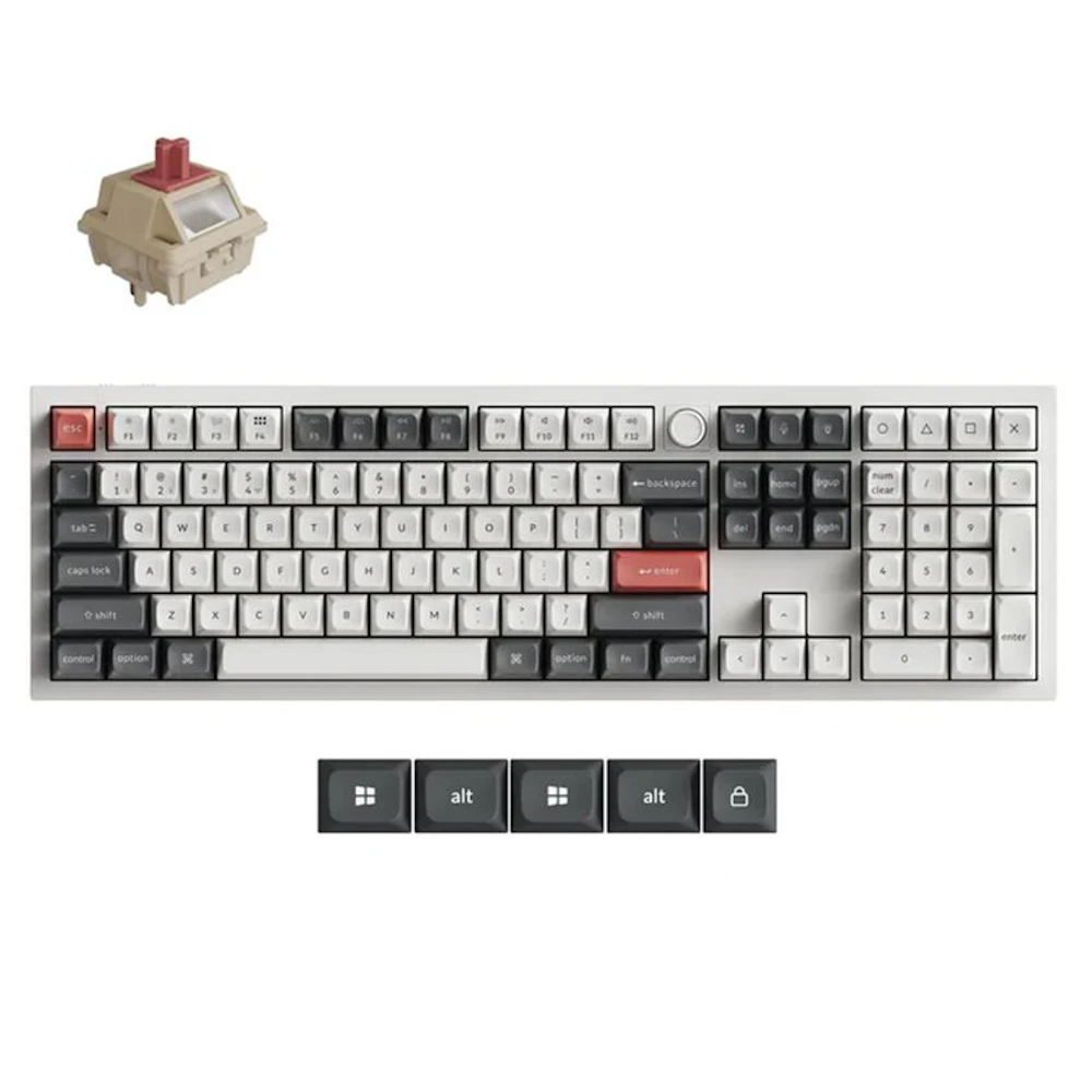 Keychron Q6 Ultra 8K Wireless Custom Mechanical Keyboard - White (Keychron Silk POM Switch - Red)