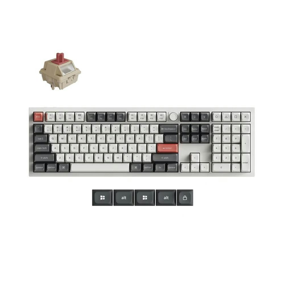 A large main feature product image of Keychron Q6 Ultra 8K Wireless Custom Mechanical Keyboard - White (Keychron Silk POM Switch - Red)
