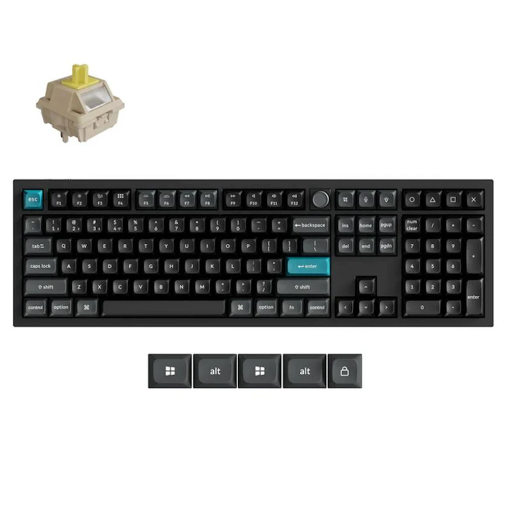 Keychron Q6 Ultra 8K Wireless Custom Mechanical Keyboard - Black (Keychron Silk POM Switch - Banana)