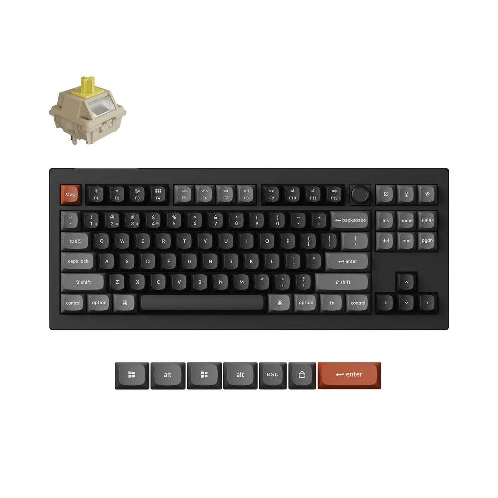 A large main feature product image of Keychron V3 Ultra 8K Wireless Custom Mechanical Keyboard - Black (Keychron Silk POM Switch - Banana)