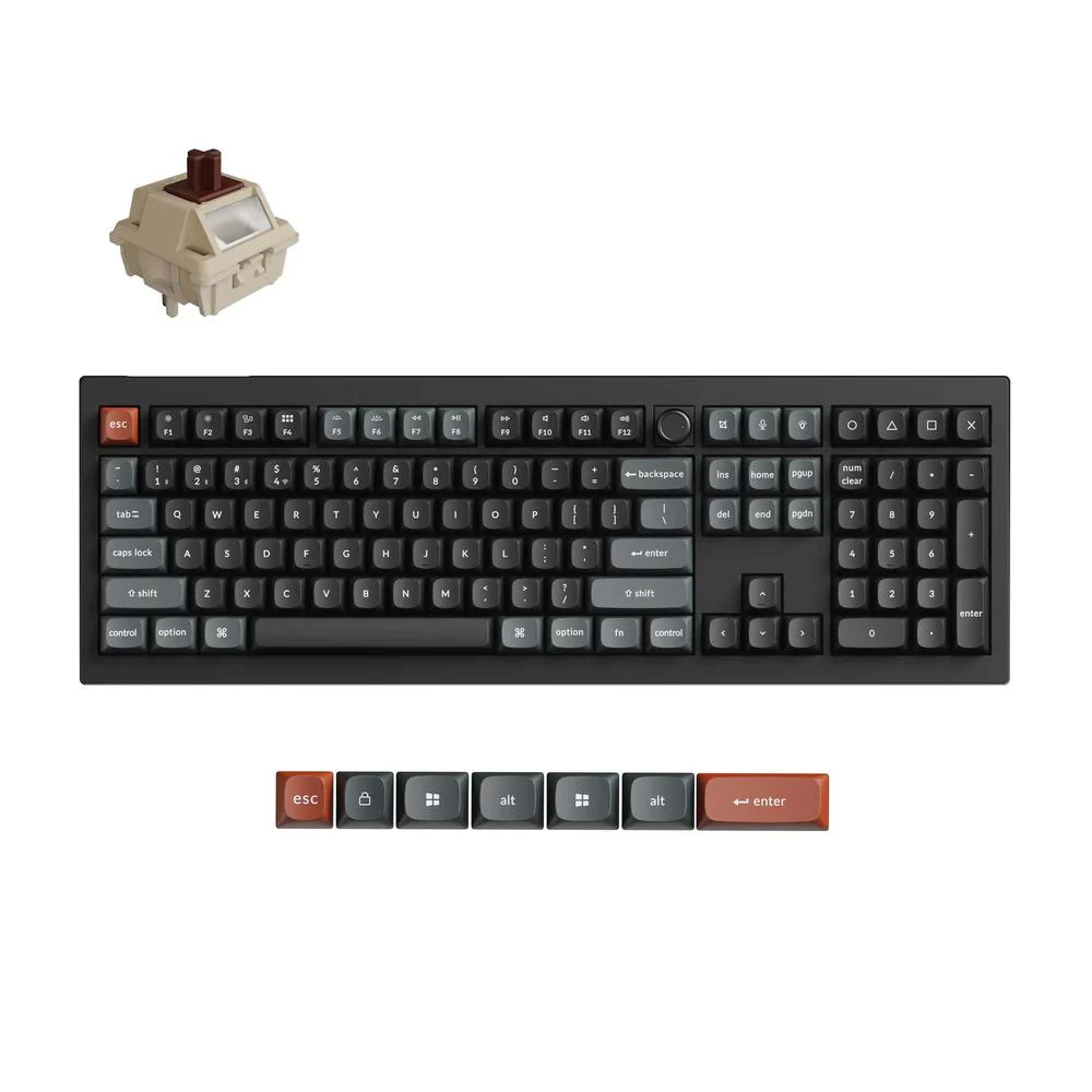 Keychron V6 Ultra 8K Wireless Custom Mechanical Keyboard - Black (Keychron Silk POM Switch - Brown)