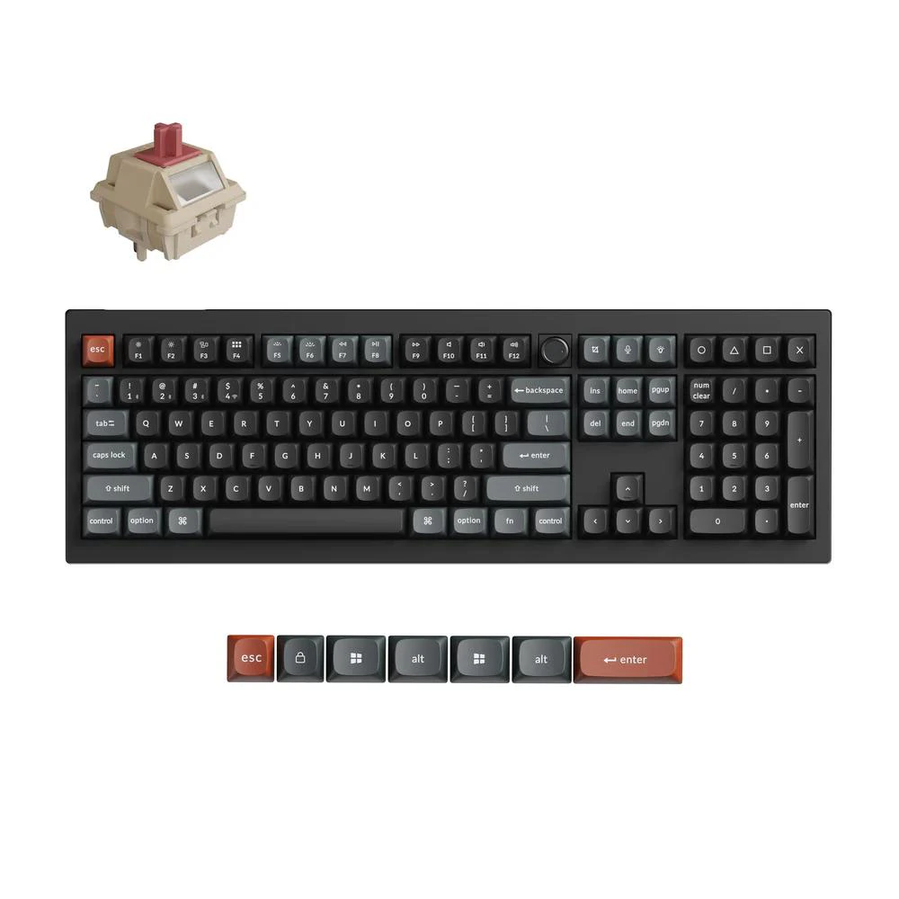 Keychron V6 Ultra 8K Wireless Custom Mechanical Keyboard - Black (Keychron Silk POM Switch - Red)