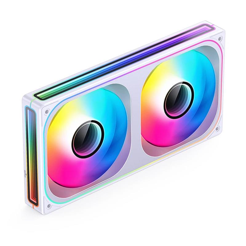 A large main feature product image of Jonsbo ZB-240 ARGB 120x240mm PWM Reverse Blade Dual Fan Module (White)