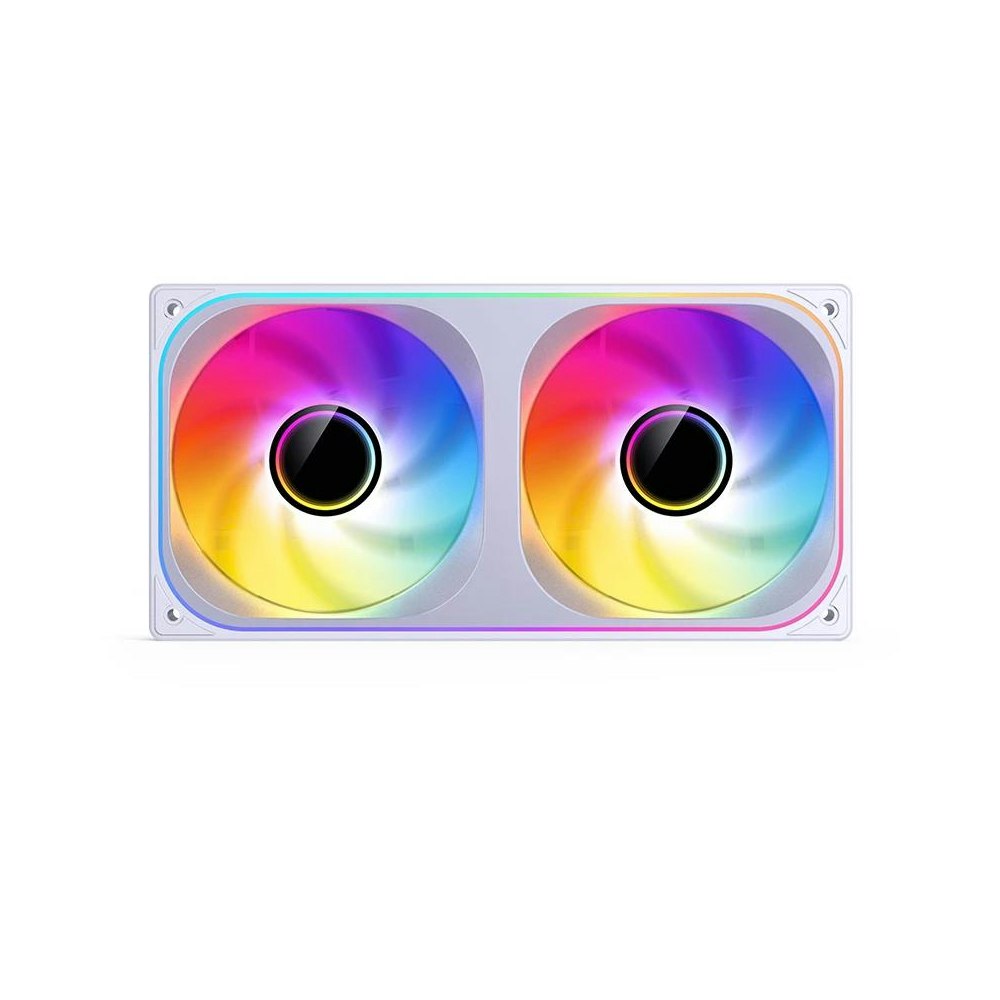 A large main feature product image of Jonsbo ZB-240 ARGB 120x240mm PWM Reverse Blade Dual Fan Module (White)