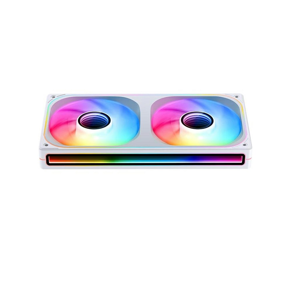 A large main feature product image of Jonsbo ZB-240 ARGB 120x240mm PWM Reverse Blade Dual Fan Module (White)