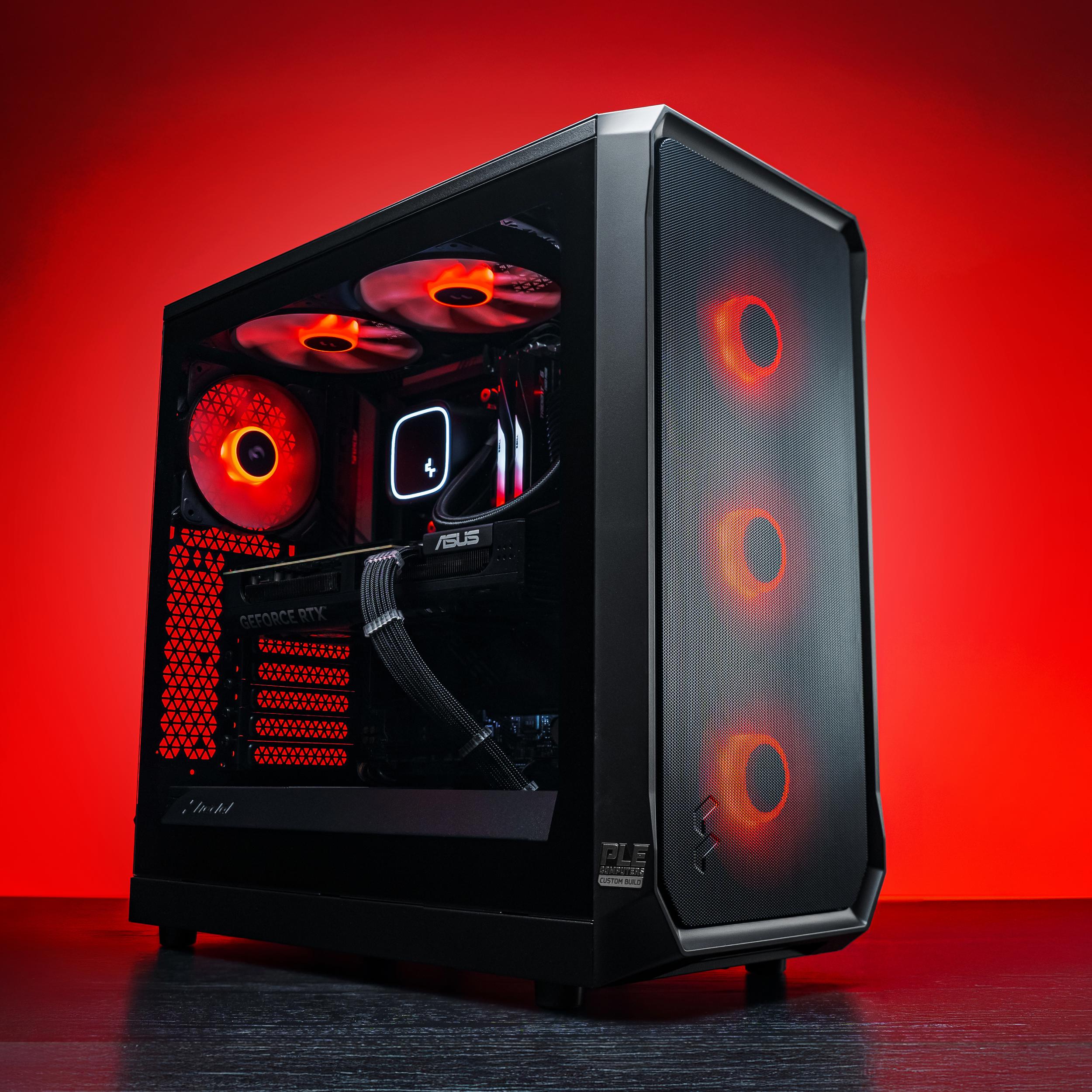 A large main feature product image of EX-DEMO PLE Flare RTX 5070 Ti Prebuilt Ready To Go Gaming PC