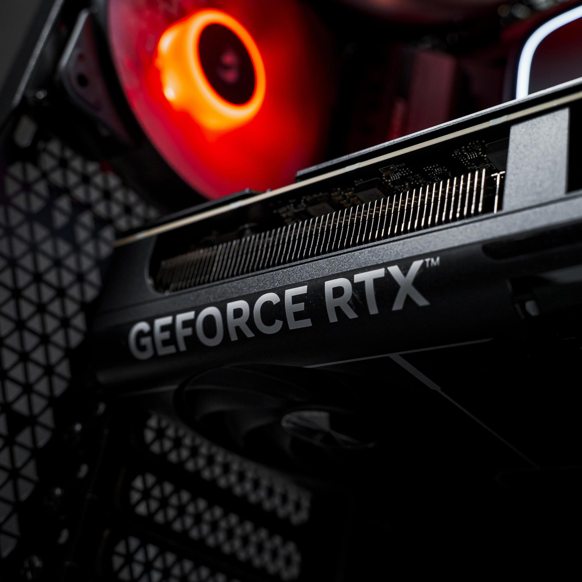 A large main feature product image of EX-DEMO PLE Flare RTX 5070 Ti Prebuilt Ready To Go Gaming PC