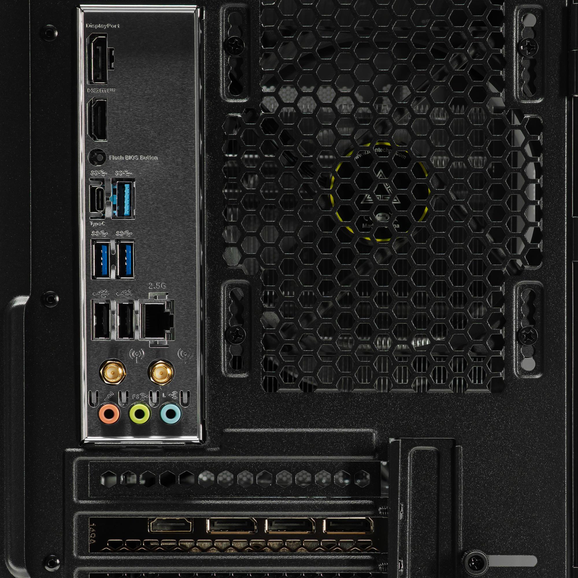 A large main feature product image of PLE Sapphire RTX 5070 Prebuilt Ready To Go Gaming PC