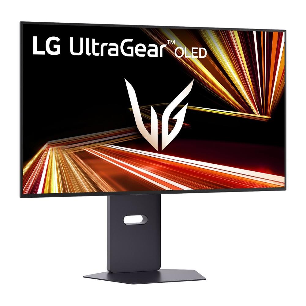 A large main feature product image of EX-DEMO LG UltraGear GX8 OLED 32GX850A-B - 32" 4K 2160p 165Hz / 1080p 330Hz 0.03ms Gaming Monitor