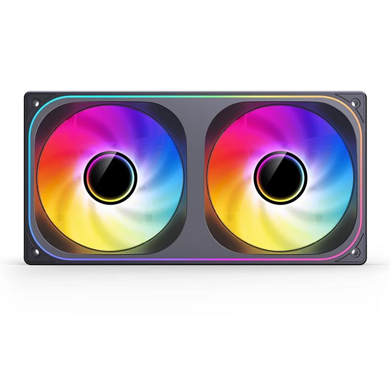 A large main feature product image of Jonsbo ZB-240 ARGB 120x240mm PWM Reverse Blade Dual Fan Module (Black)