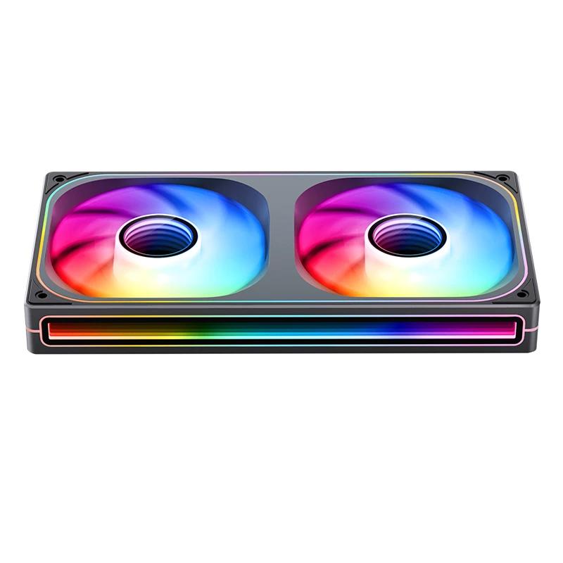 A large main feature product image of Jonsbo ZB-240 ARGB 120x240mm PWM Reverse Blade Dual Fan Module (Black)