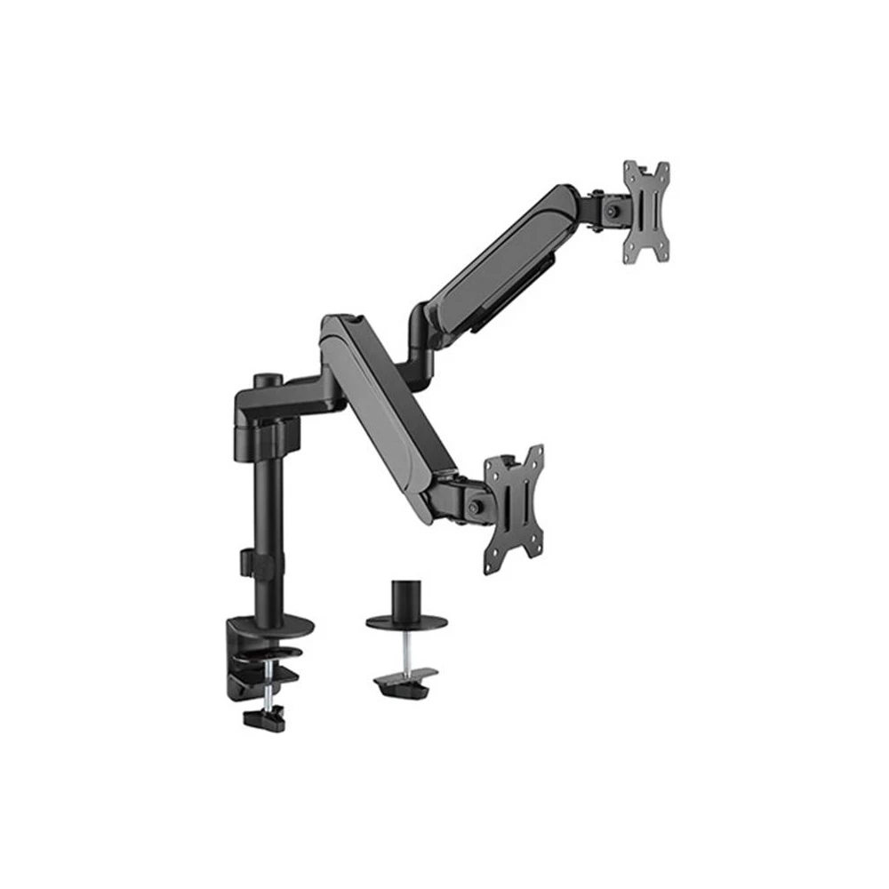 A large main feature product image of EX-DEMO Brateck Dual Monitors Pole-Mounted Gas Spring Monitor Arm Fits Most 17"-32"