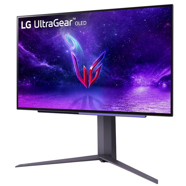 A large main feature product image of EX-DEMO LG UltraGear OLED 27GR95QE-B 27" 1440p 240Hz Monitor