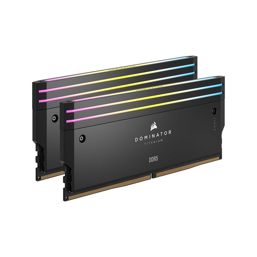 A large main feature product image of Corsair Dominator Titanium RGB 64GB Kit (2x32GB) XMP DDR5-6000 C30