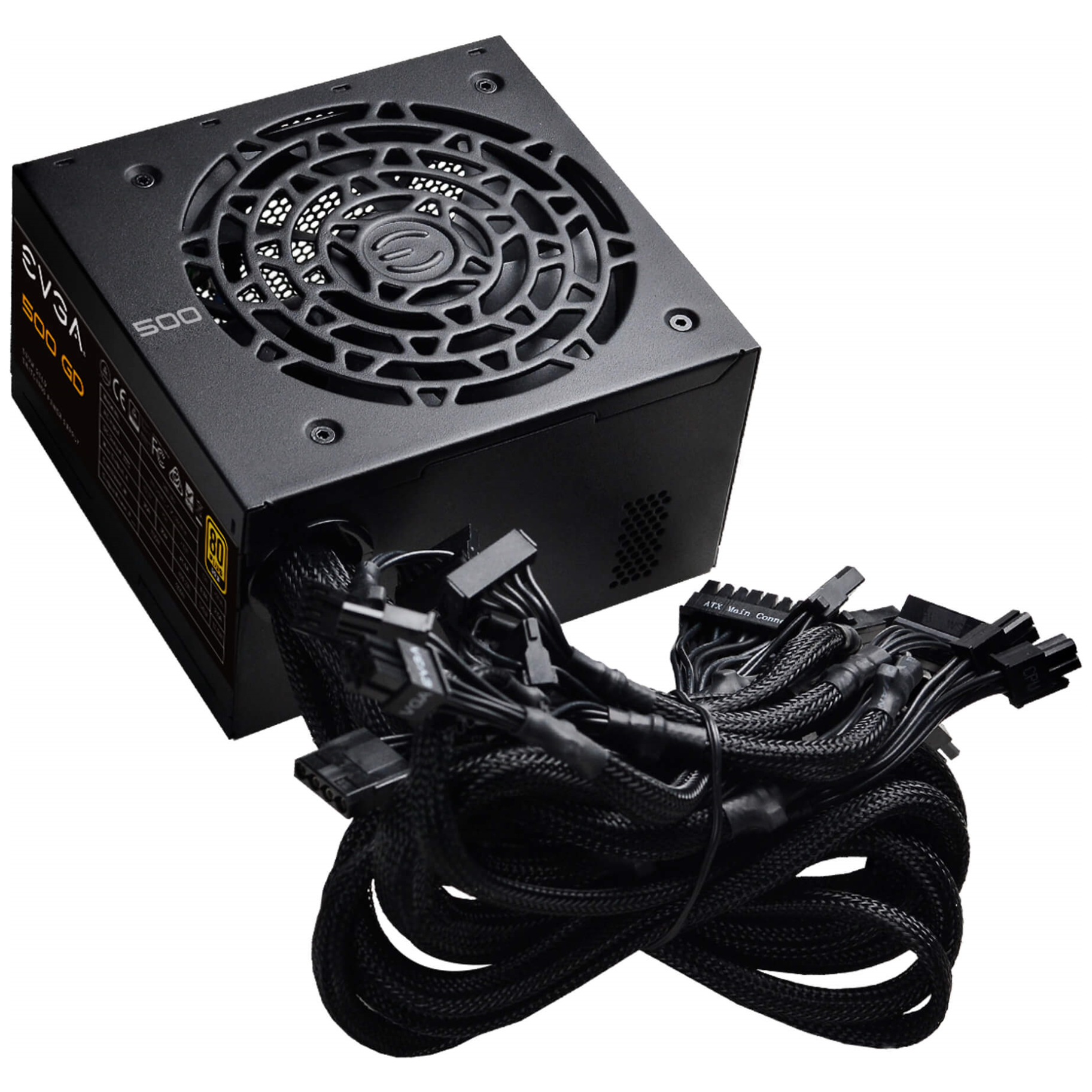 A large main feature product image of EX-DEMO EVGA 500 GD - 500W Gold ATX PSU