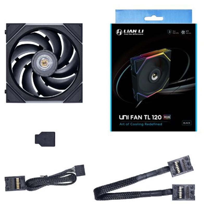 A large main feature product image of EX-DEMO Lian LI UNI FAN TL120 Wireless - 120mm Modular LCP Fan (Black)