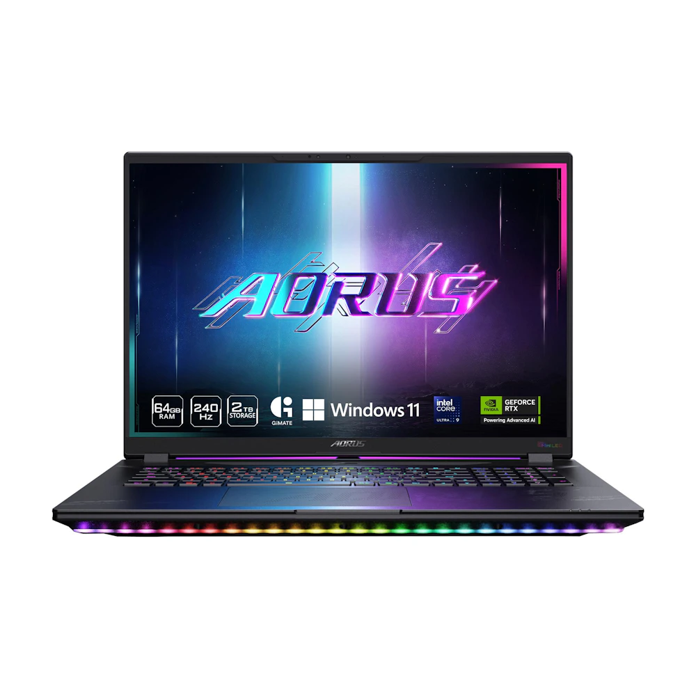 A large main feature product image of Gigabyte AORUS MASTER 18 (BZH) - 18" 240Hz, Ultra 9 275HX, RTX 5090, 64GB/2TB - Win 11 Pro Gaming Notebook