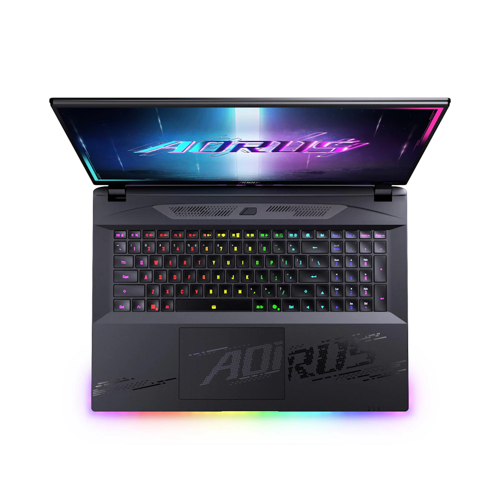 A large main feature product image of Gigabyte AORUS MASTER 18 (BZH) - 18" 240Hz, Ultra 9 275HX, RTX 5090, 64GB/2TB - Win 11 Pro Gaming Notebook