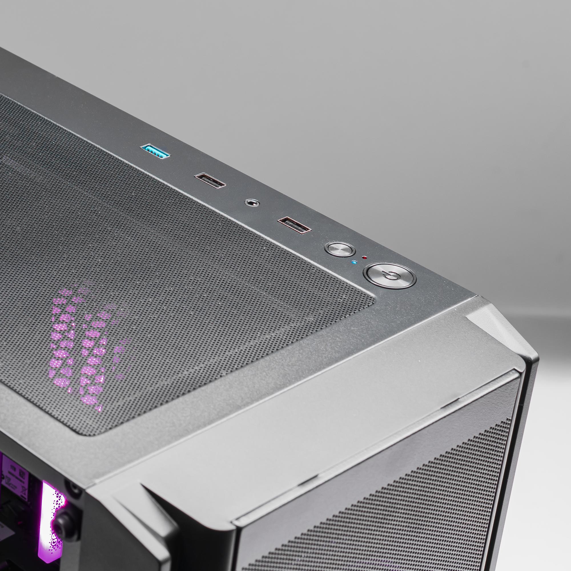 A large main feature product image of PLE Edge RX 9060 Prebuilt Ready To Go Gaming PC