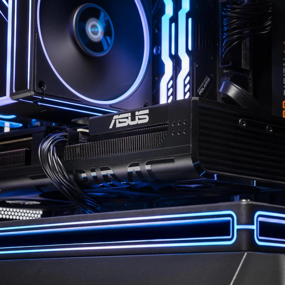 A large main feature product image of EX-DEMO PLE Carbon RX 9060 XT Prebuilt Ready To Go Gaming PC