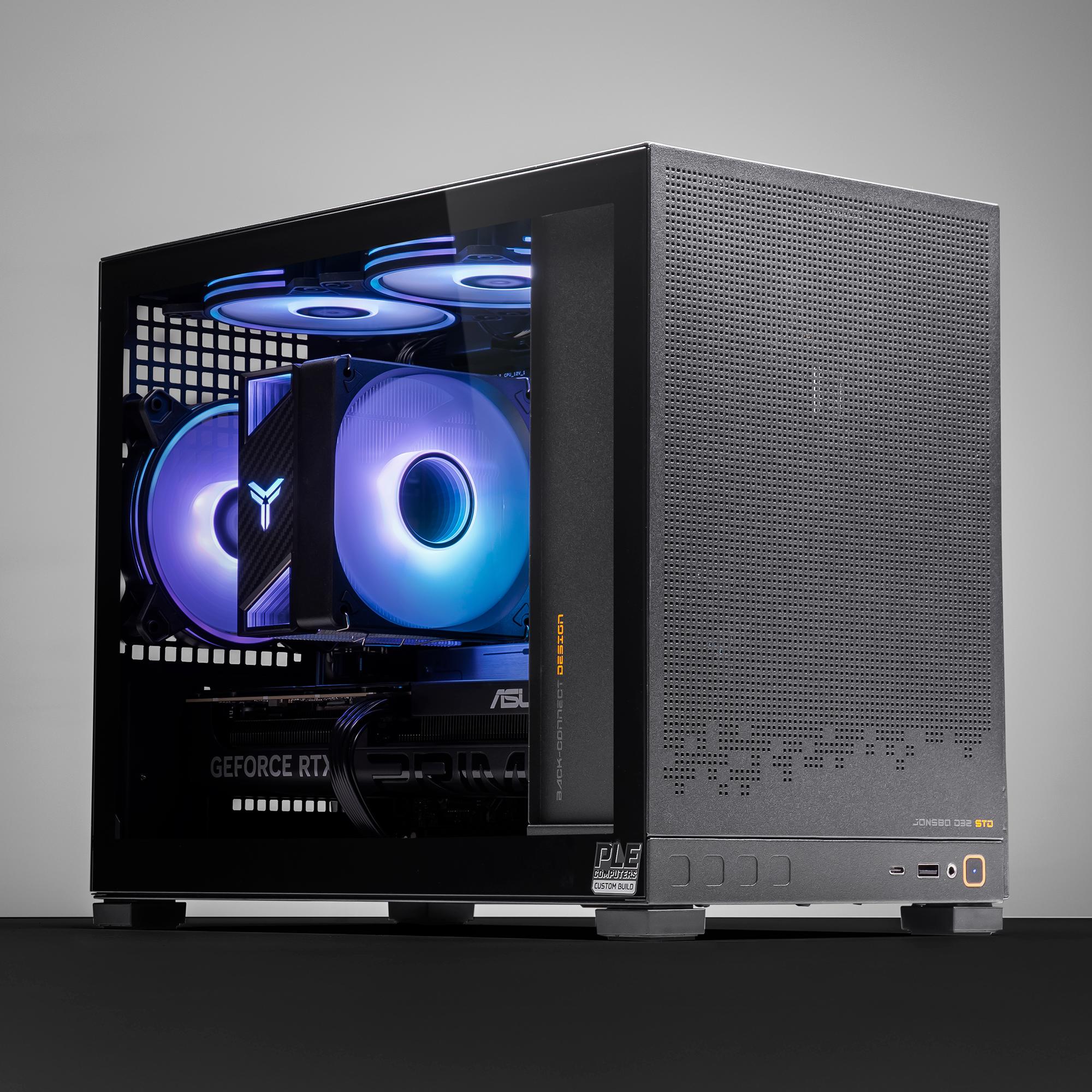 A large main feature product image of PLE Nova RTX 5060 Ti Prebuilt Ready To Go Gaming PC