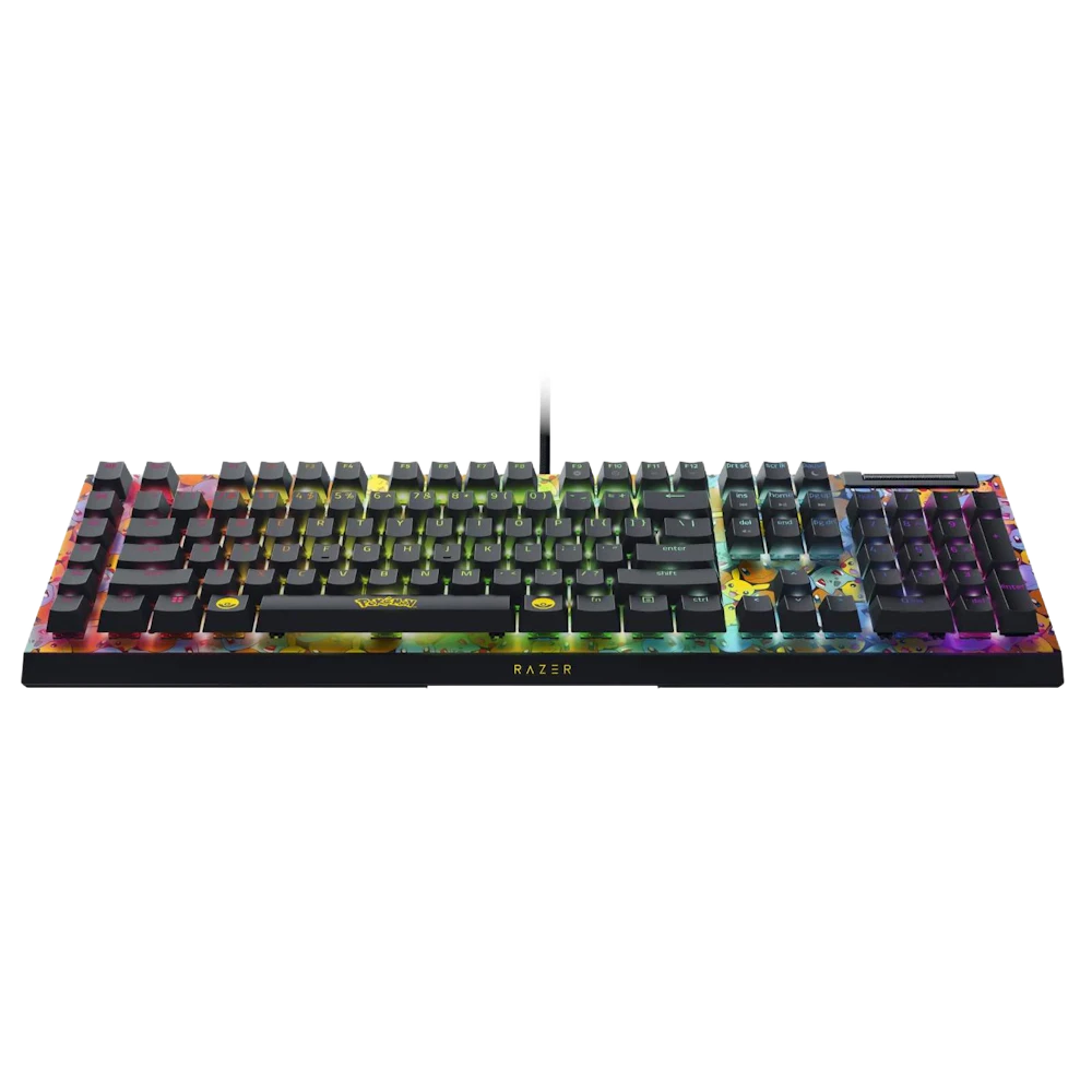 A large main feature product image of Razer BlackWidow V4 X - Mechanical Gaming Keyboard - Pokémon Kanto Starters Edition (Green Switch)