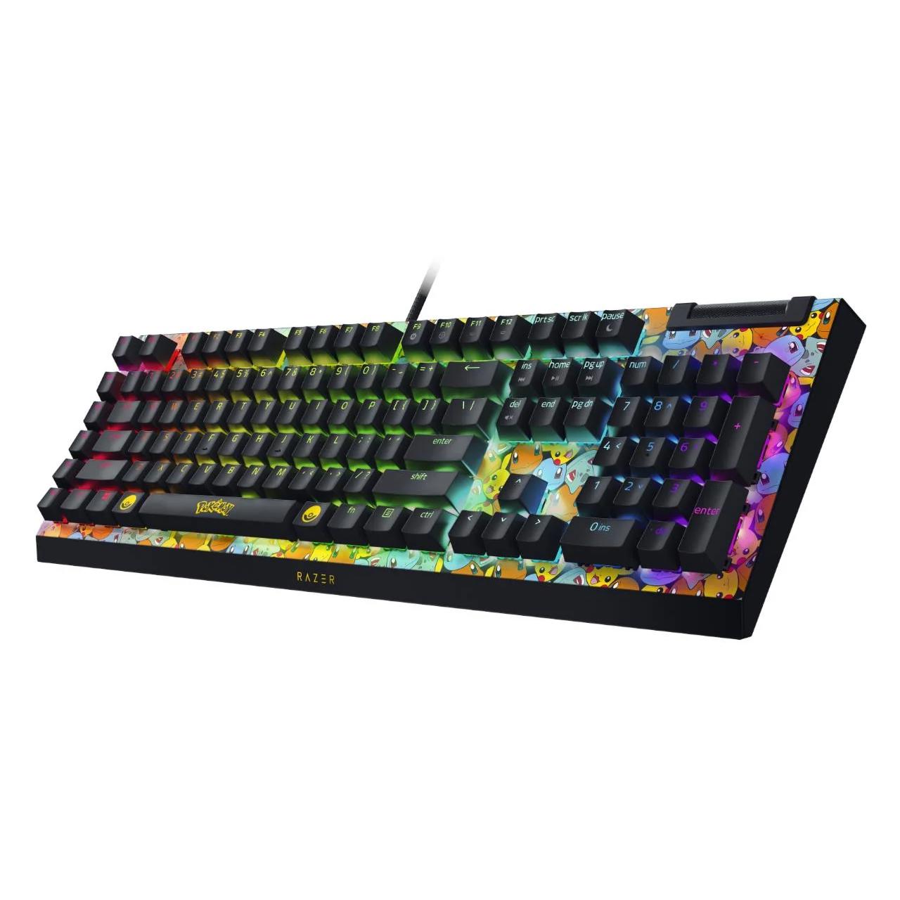 A large main feature product image of Razer BlackWidow V4 X - Mechanical Gaming Keyboard - Pokémon Kanto Starters Edition (Green Switch)