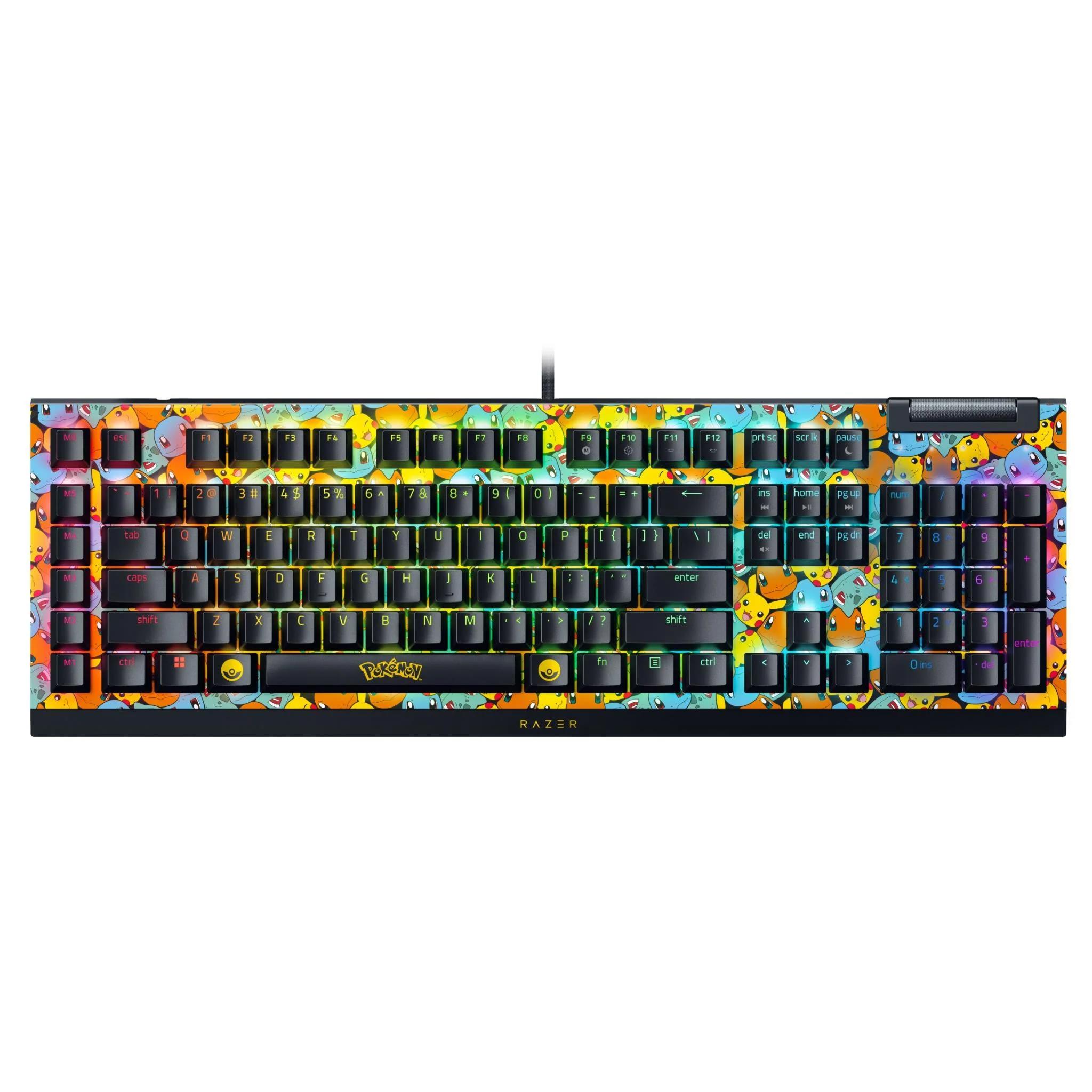 A large main feature product image of Razer BlackWidow V4 X - Mechanical Gaming Keyboard - Pokémon Kanto Starters Edition (Green Switch)