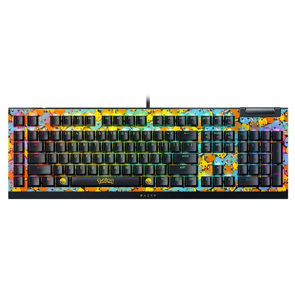 A large main feature product image of Razer BlackWidow V4 X - Mechanical Gaming Keyboard - Pokémon Kanto Starters Edition (Green Switch)