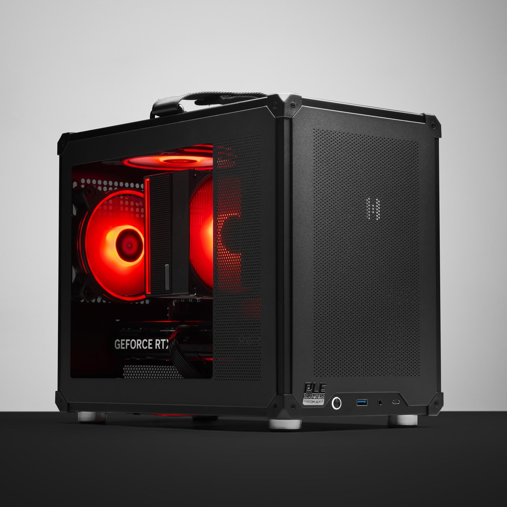A large main feature product image of PLE Fortress RTX 5060 Ti Prebuilt Ready To Go Gaming PC