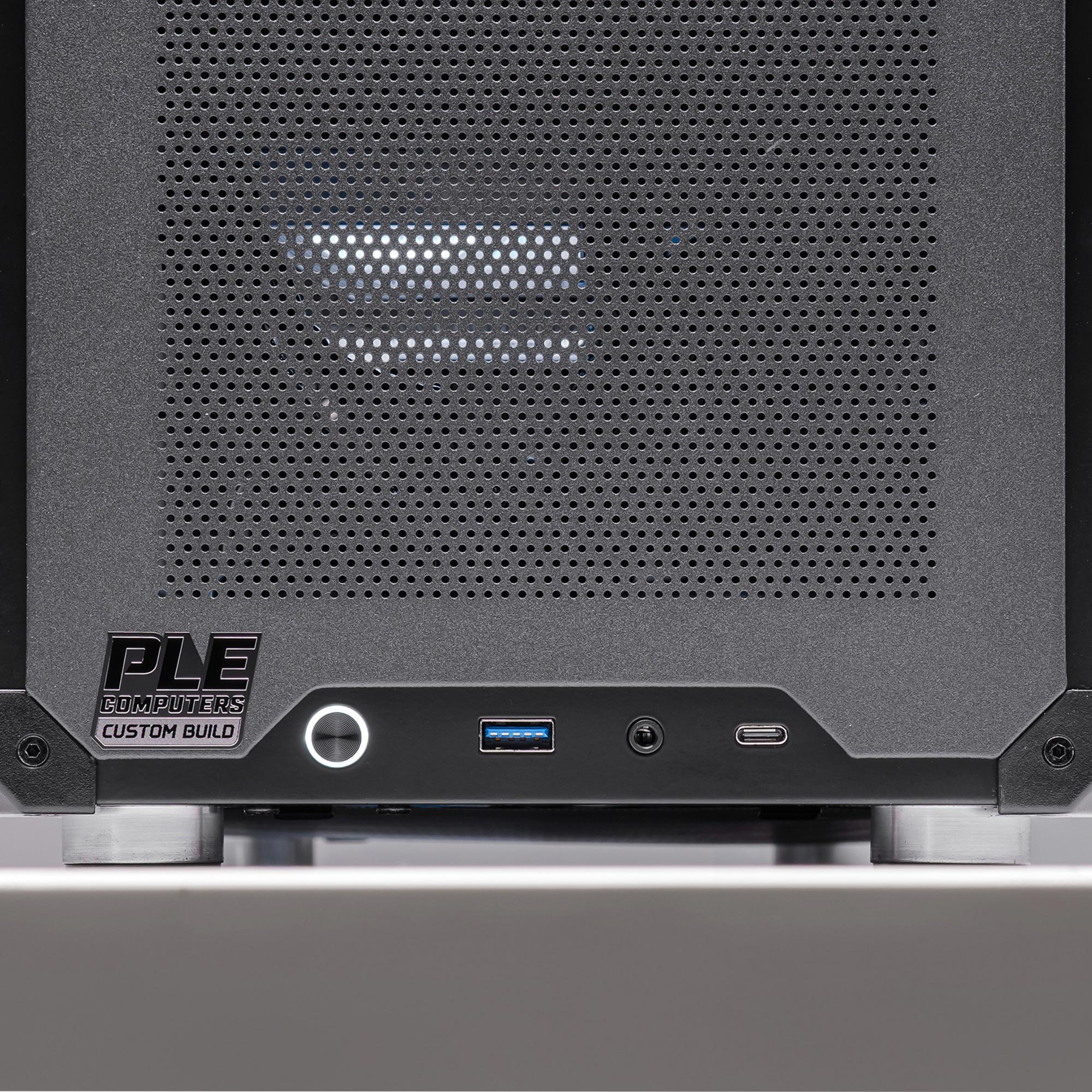 A large main feature product image of PLE Fortress RTX 5060 Ti Prebuilt Ready To Go Gaming PC