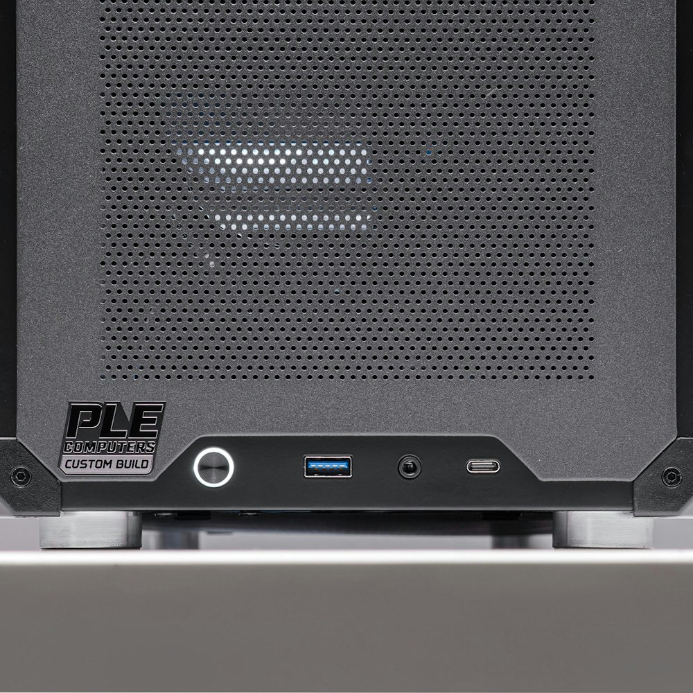 A large main feature product image of PLE Fortress RTX 5060 Ti Prebuilt Ready To Go Gaming PC