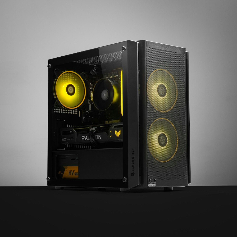 A large main feature product image of PLE Spark RX 9060 XT 16GB Prebuilt Ready To Go Gaming PC