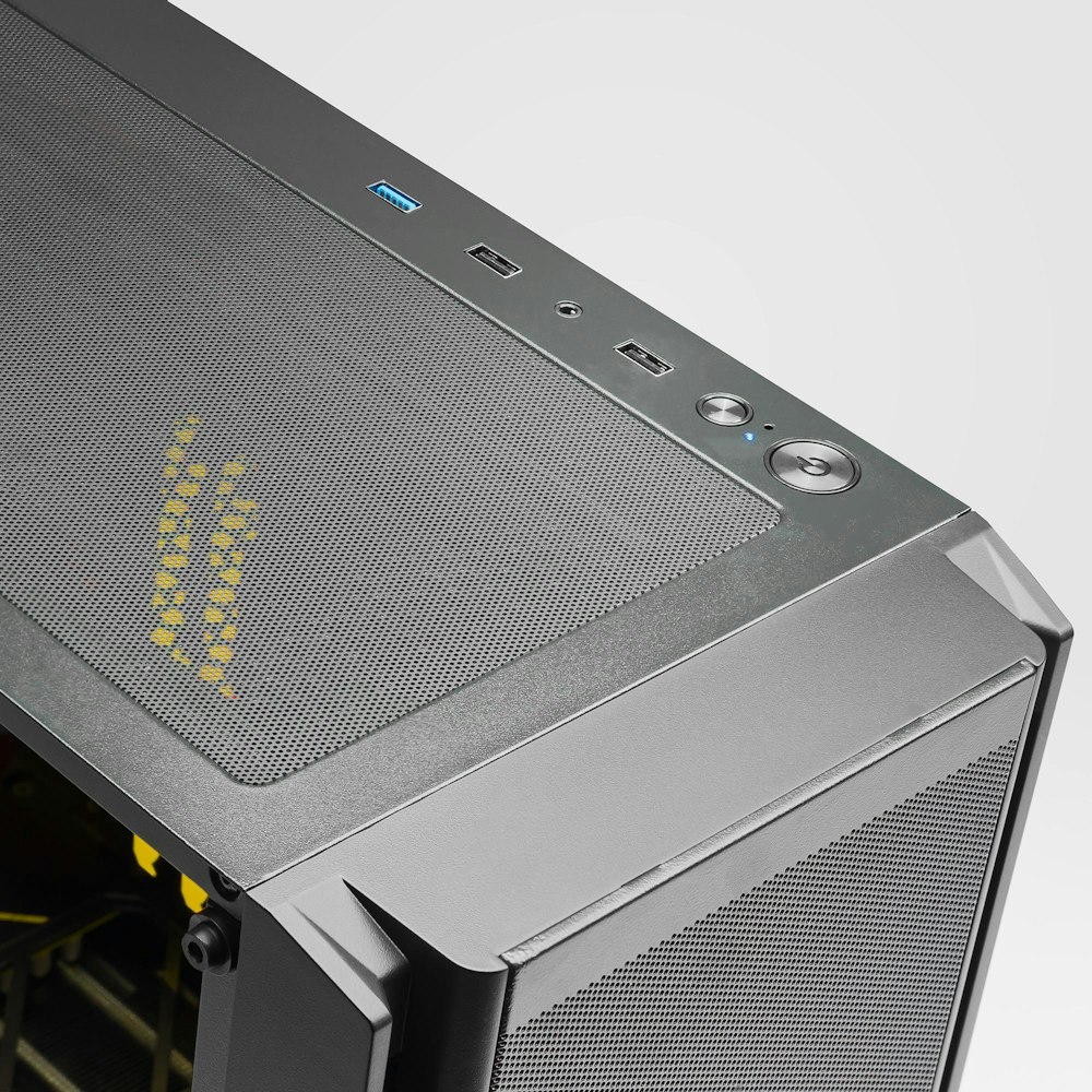 A large main feature product image of PLE Spark RX 9060 XT 16GB Prebuilt Ready To Go Gaming PC