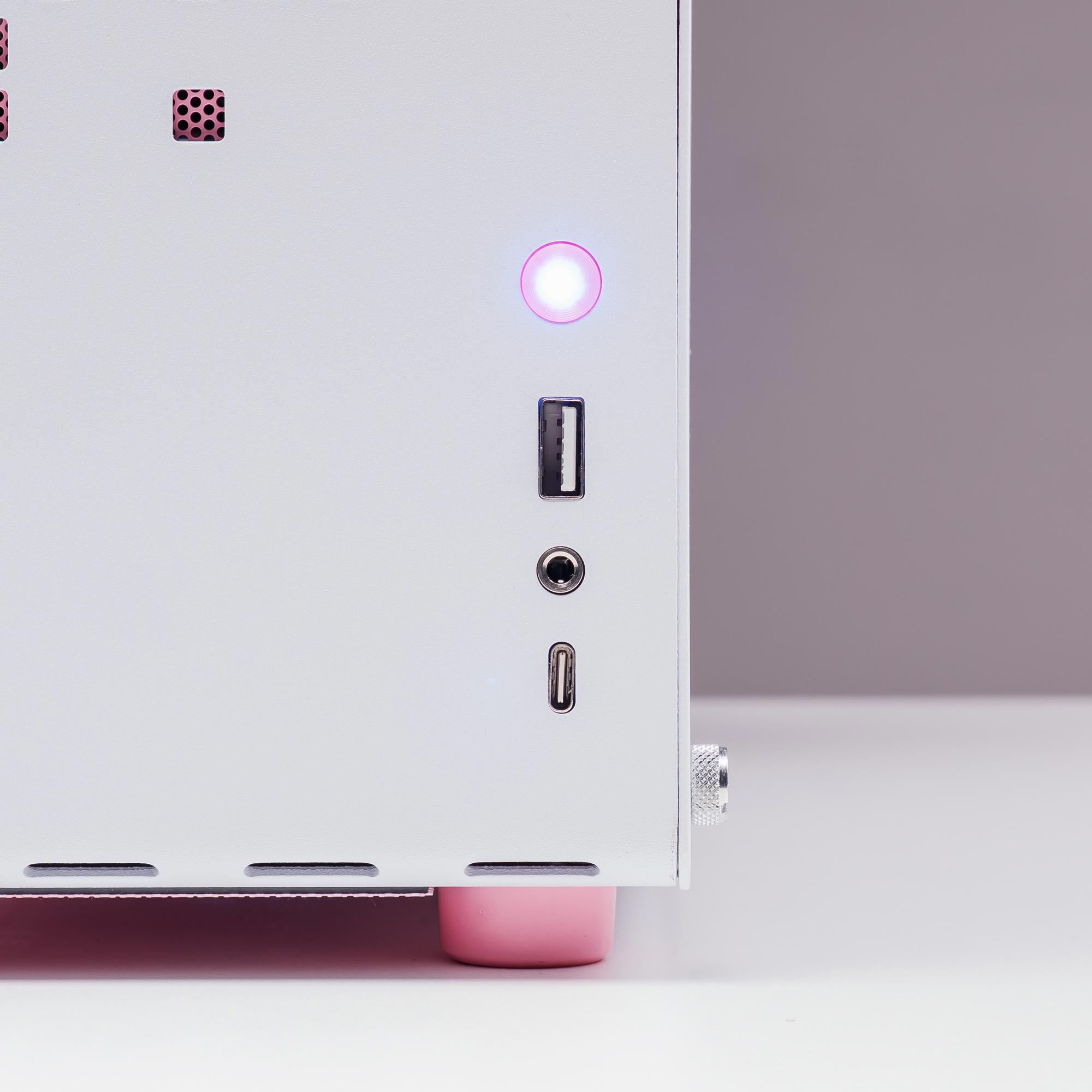 A large main feature product image of PLE Sakura RTX 5070 Ti Prebuilt Ready To Go Gaming PC