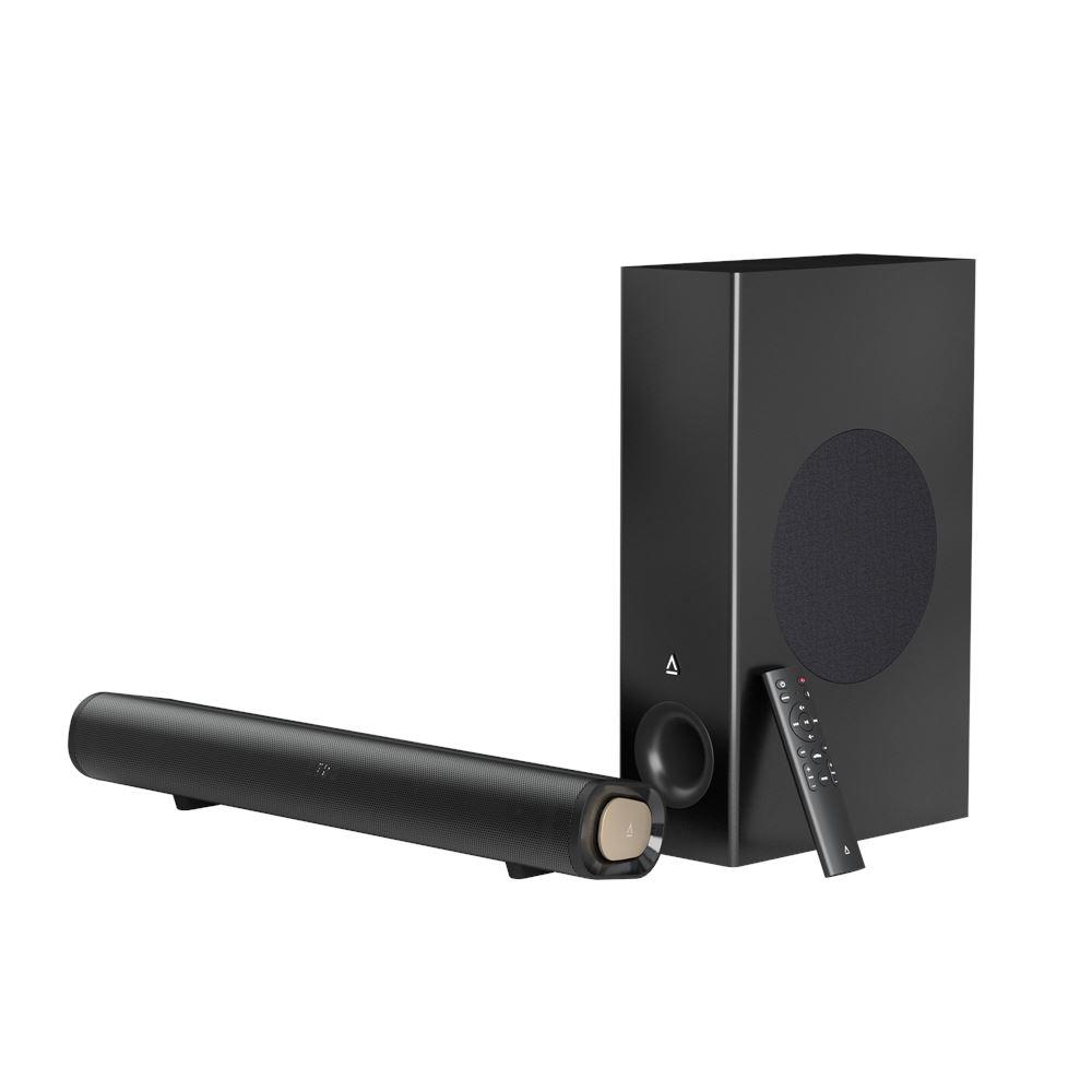 A large main feature product image of Creative Stage Pro Soundbar with Subwoofer