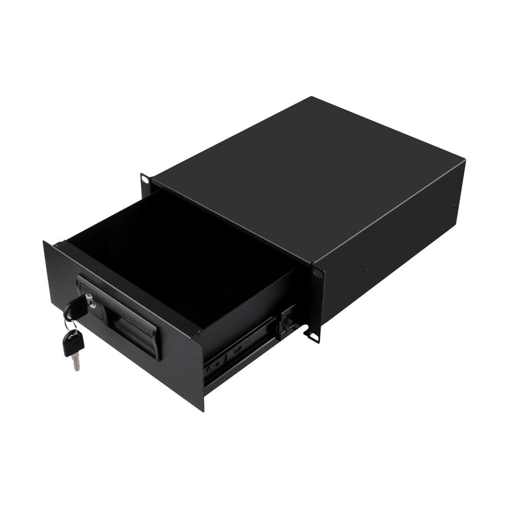 A large main feature product image of DeskPi RackMate 10" 2U Rackmount Lockable Drawer for T2