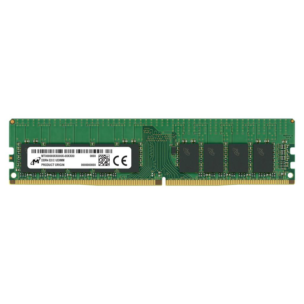 A large main feature product image of Micron 16GB Single (1x16GB) DDR4-3200 C22 ECC Unbuffered Server Memory