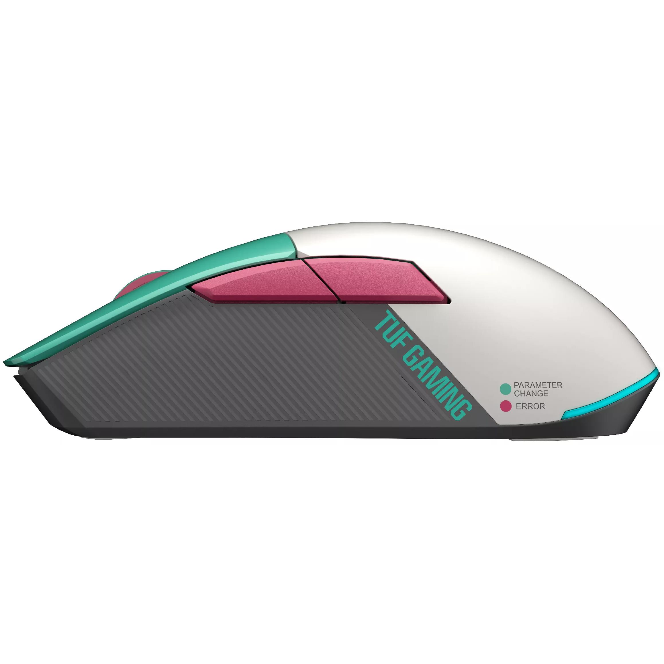 A large main feature product image of EX-DEMO ASUS TUF Gaming Mini Wireless Gaming Mouse - Hatsune Miku Edition