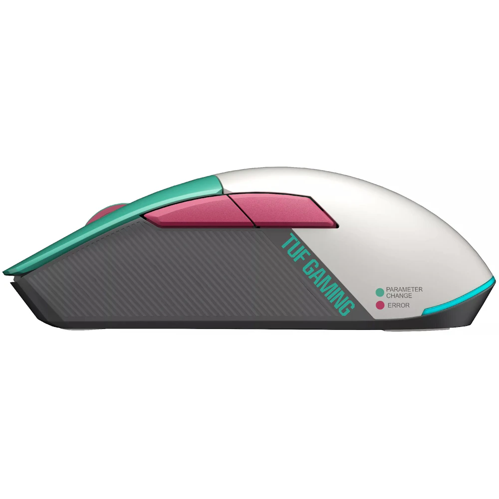 A large main feature product image of EX-DEMO ASUS TUF Gaming Mini Wireless Gaming Mouse - Hatsune Miku Edition