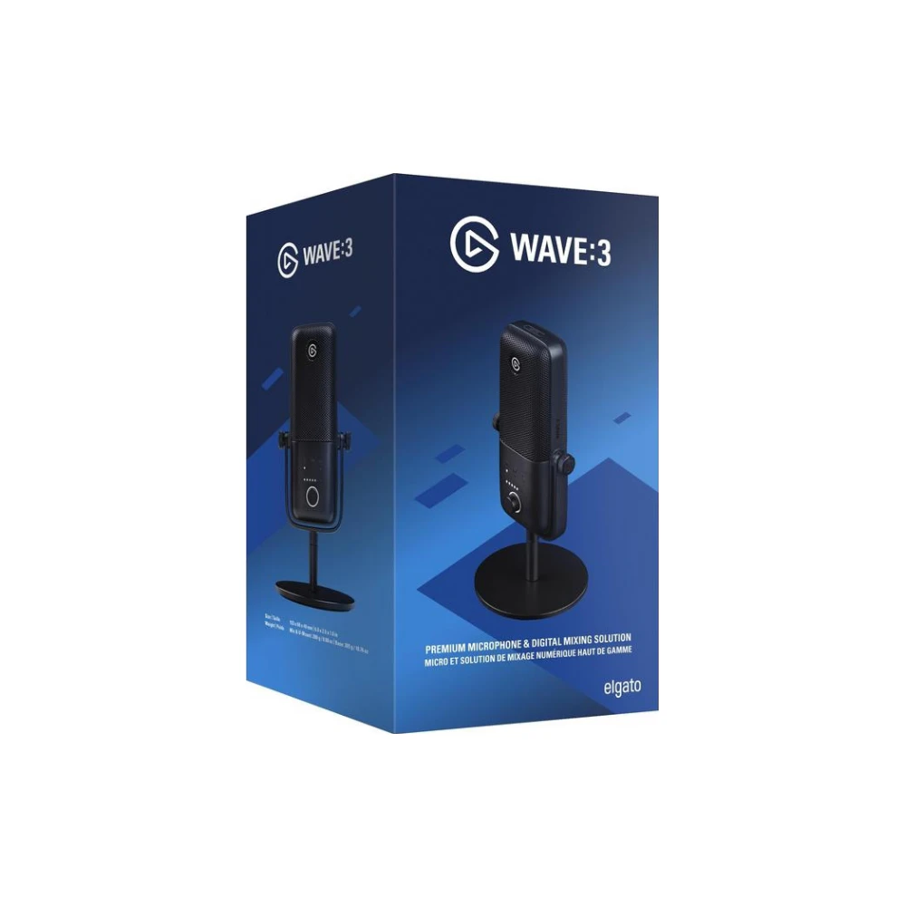 A large main feature product image of EX-DEMO Elgato Wave 3 Premium Streaming Microphone - Black