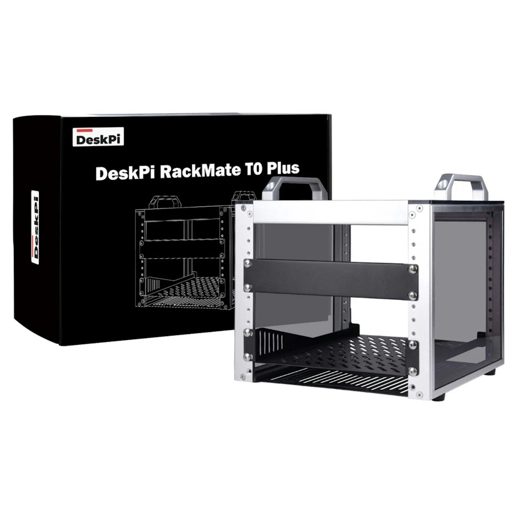 A large main feature product image of DeskPi RackMate T0 Plus Rackmount 10" 4U Server Cabinet (Silver)