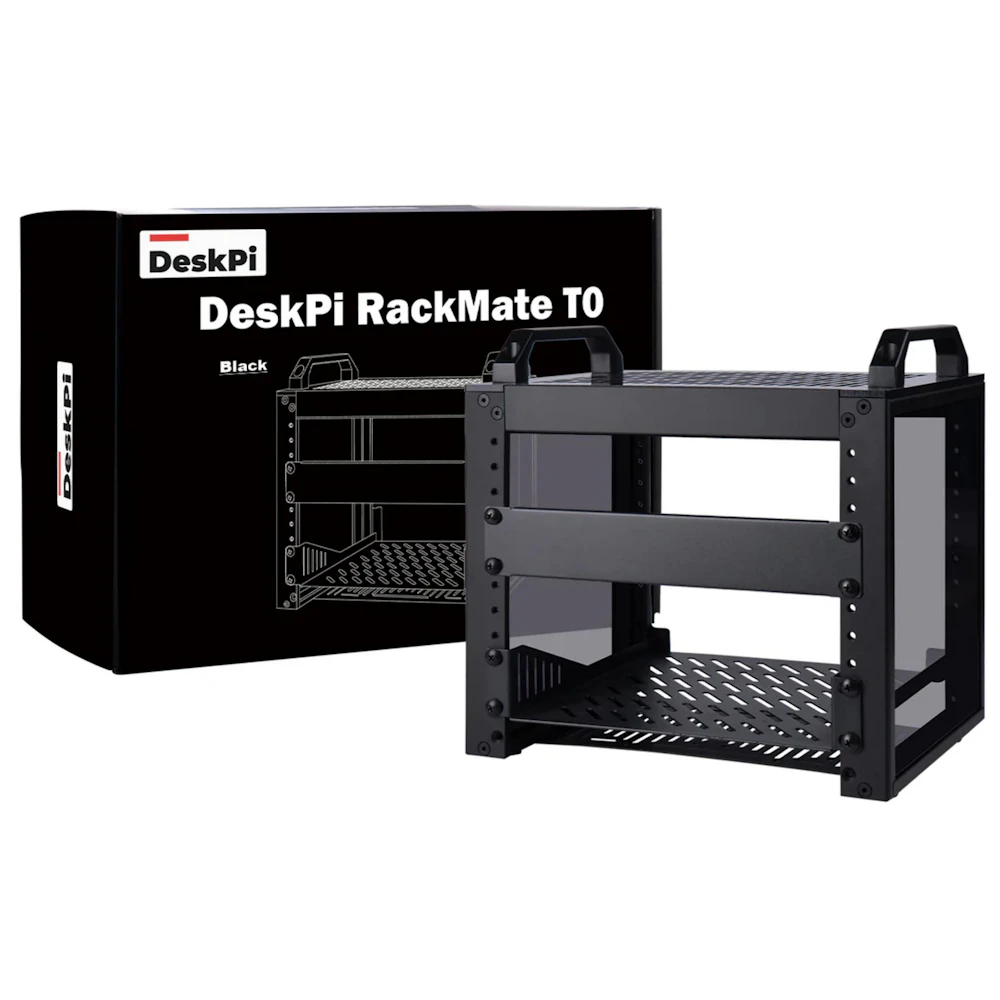 A large main feature product image of DeskPi RackMate T0 Rackmount 10" 4U Server Cabinet (Black)