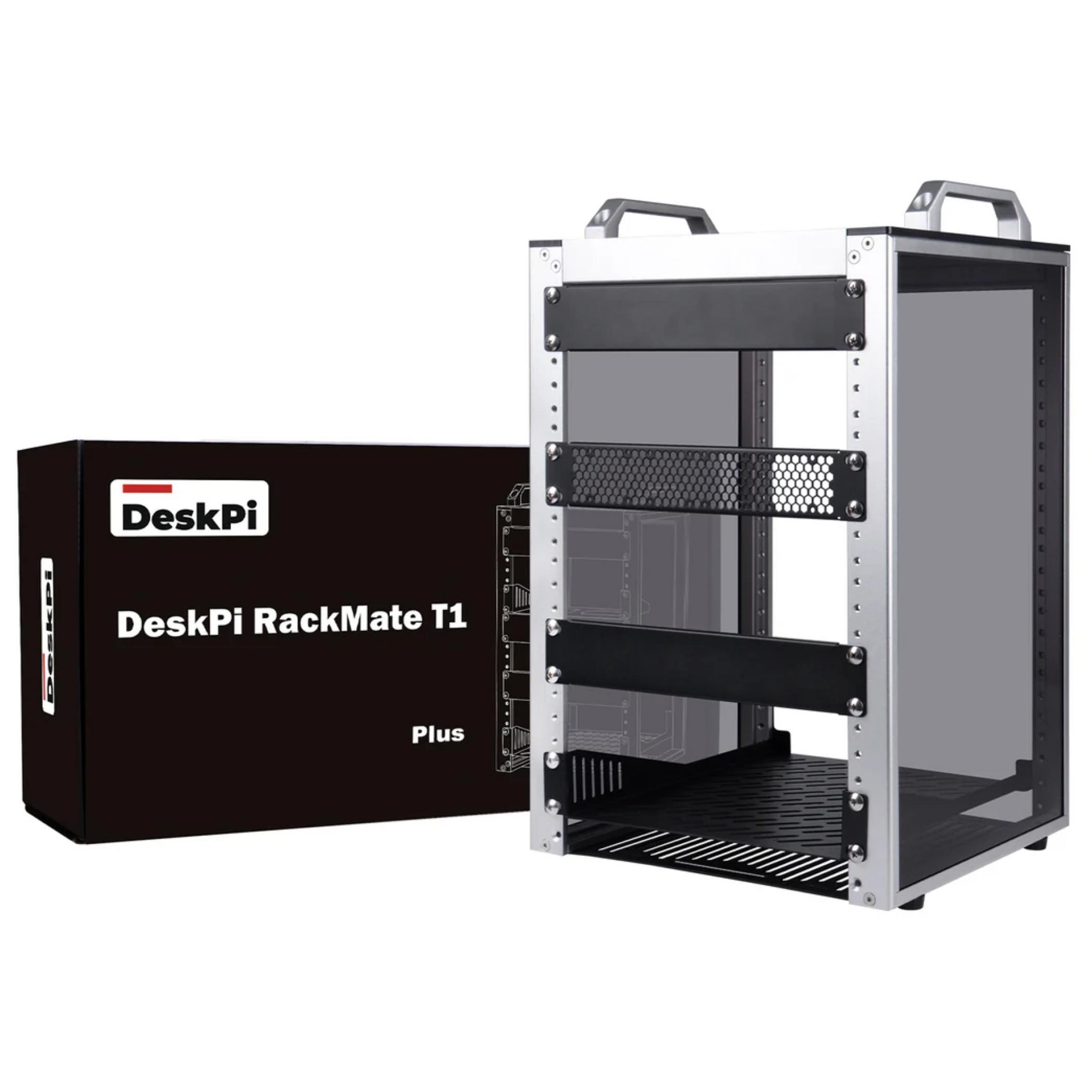 A large main feature product image of DeskPi RackMate T1 Plus Rackmount 10" 8U Server Cabinet (Silver)