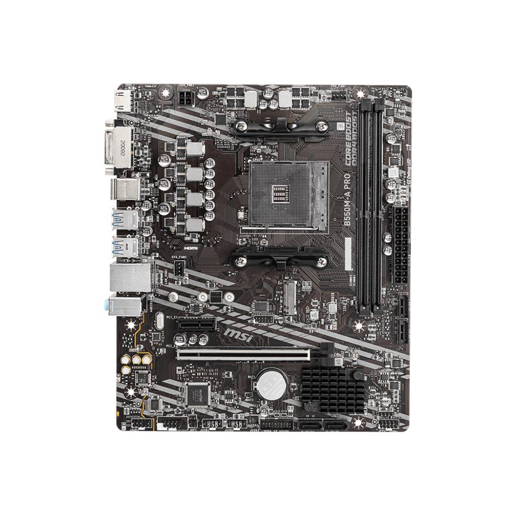 A large main feature product image of MSI B550M-A PRO AM4 mATX Desktop Motherboard