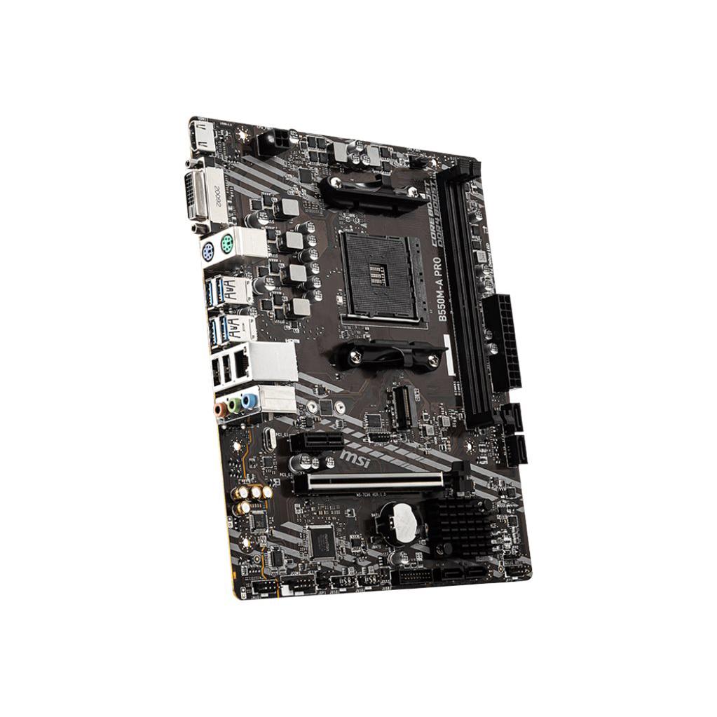 A large main feature product image of MSI B550M-A PRO AM4 mATX Desktop Motherboard